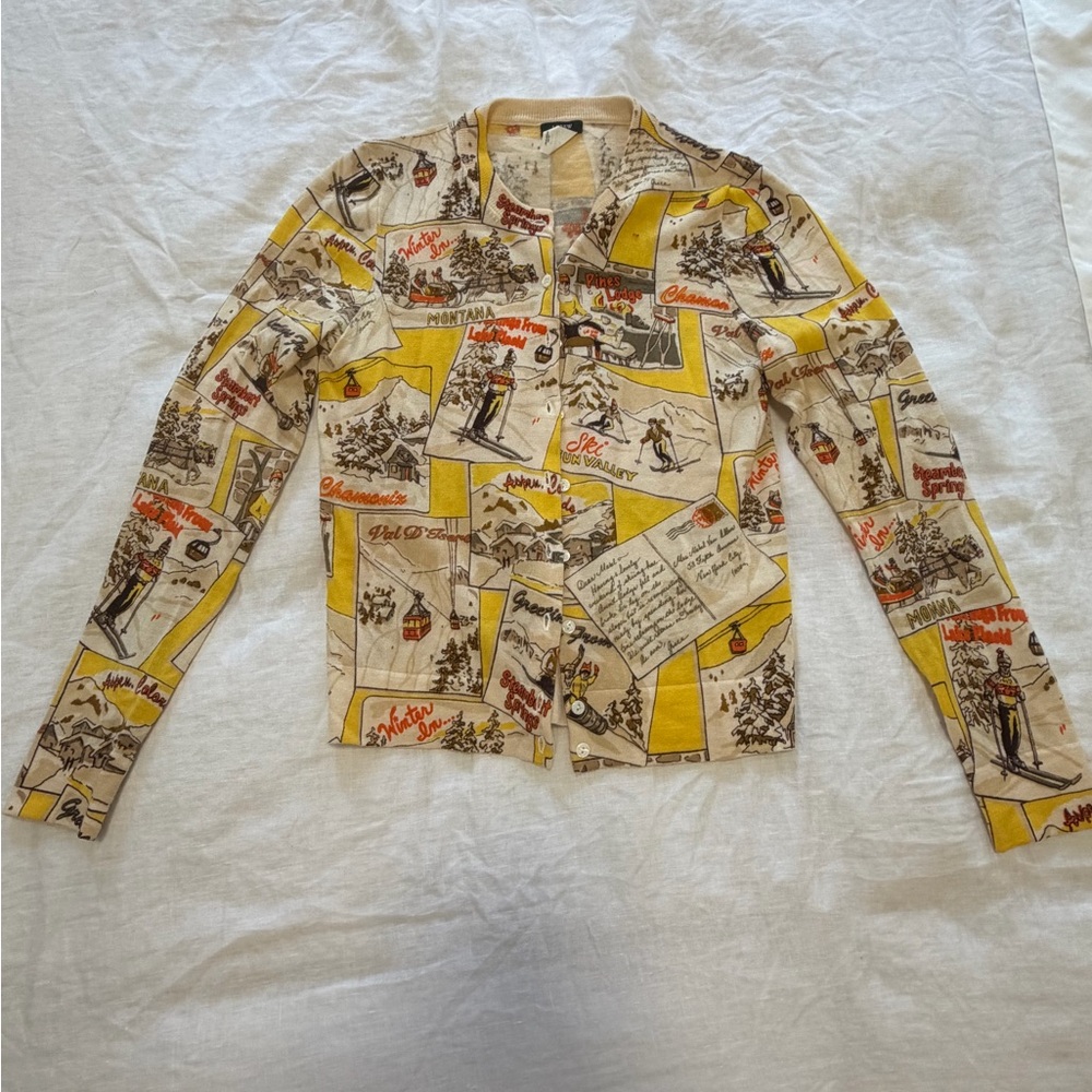 Vintage Graphic Print Cardigan J. Crew